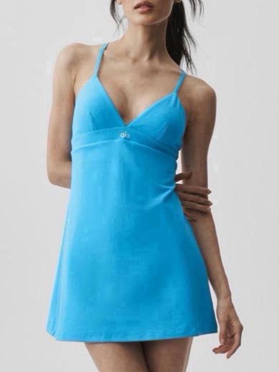 Alo Yoga Women’s Airbrush Splendor Mini Dress In Azure Blue Size L